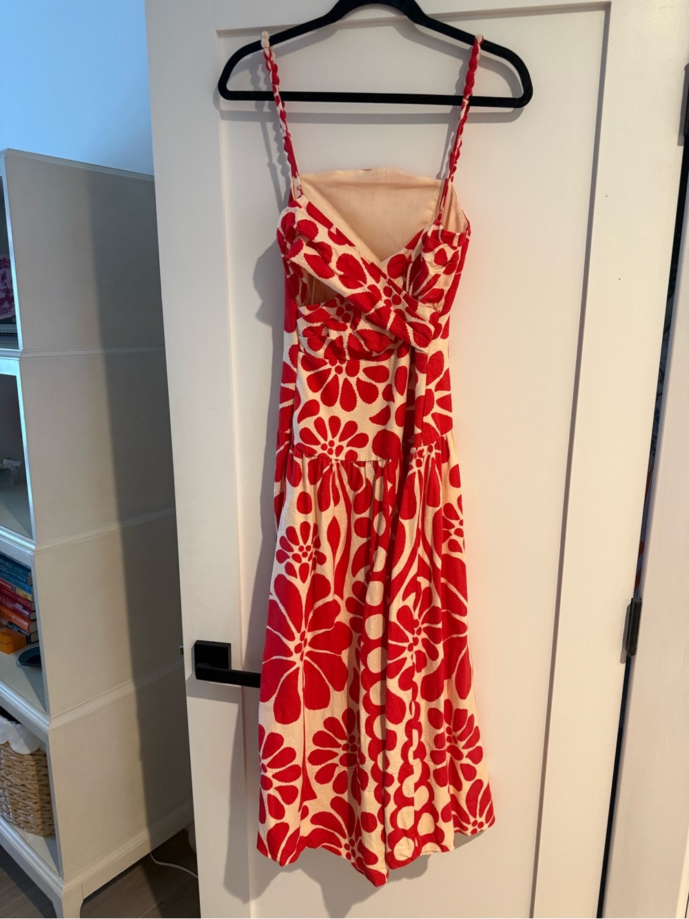 Christian Lacroix Red and Cream Floral-Print Midi Dress - Picture 3 of 5
